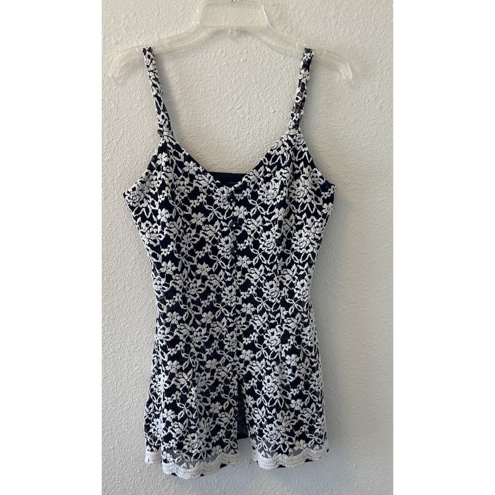 Vintage 90s Y2k Top Black White Empire Split Waist Size Sm Rory Whimsigoth *Flaw